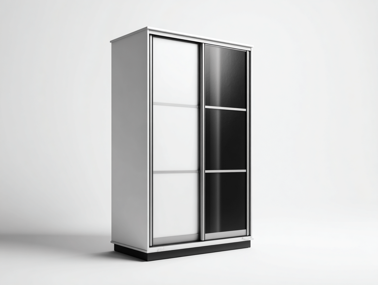 Armoire à portes coulissantes 120x60x200 cm - blanc et noir - rangement pour chambre-Loftgethub
