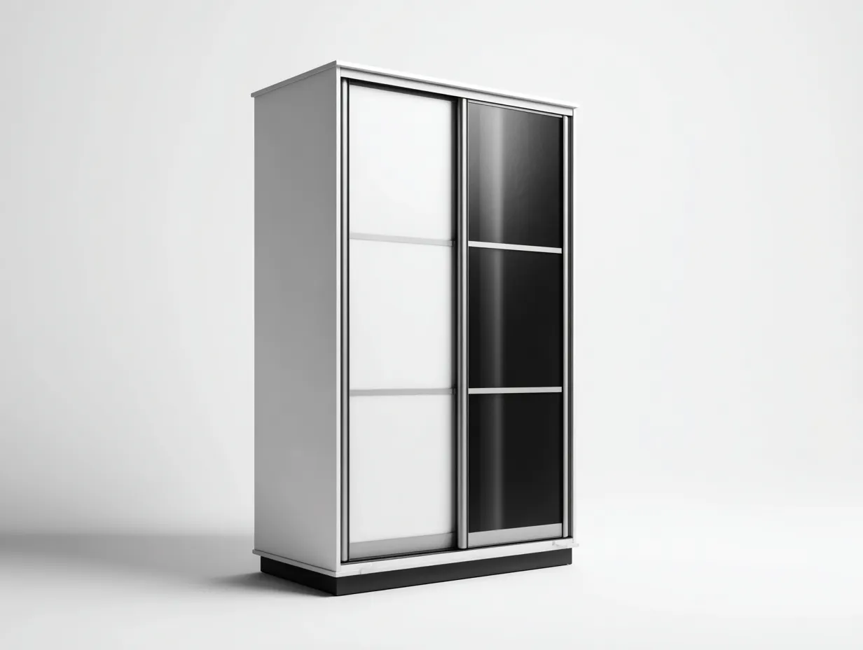 Armoire à portes coulissantes 120x60x200 cm - blanc et noir - rangement pour chambre-Loftgethub