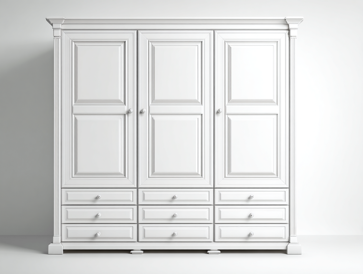 Armoire en bois 180x60x210 cm - blanc - style classique pour chambre-Loftgethub