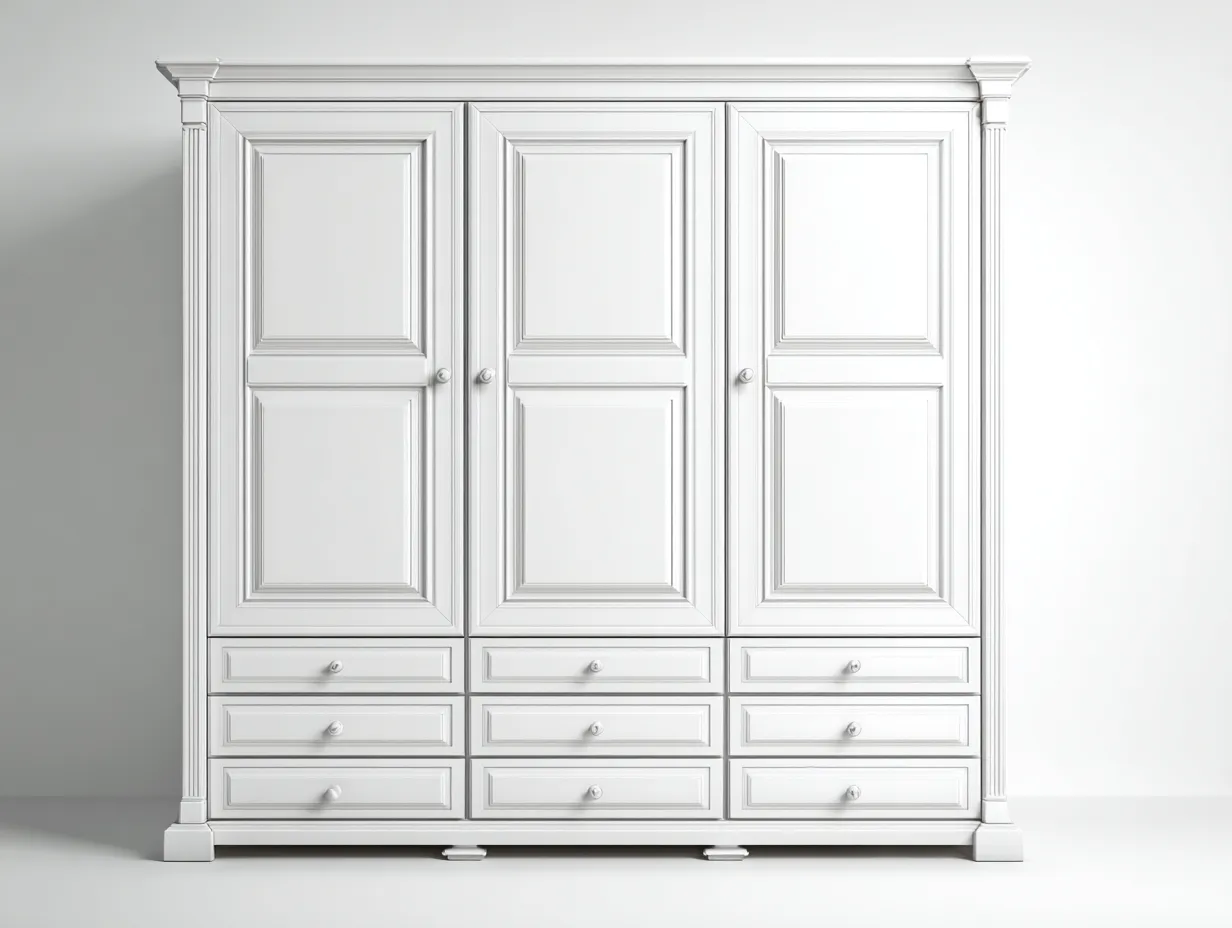 Armoire en bois 180x60x210 cm - blanc - style classique pour chambre-Loftgethub