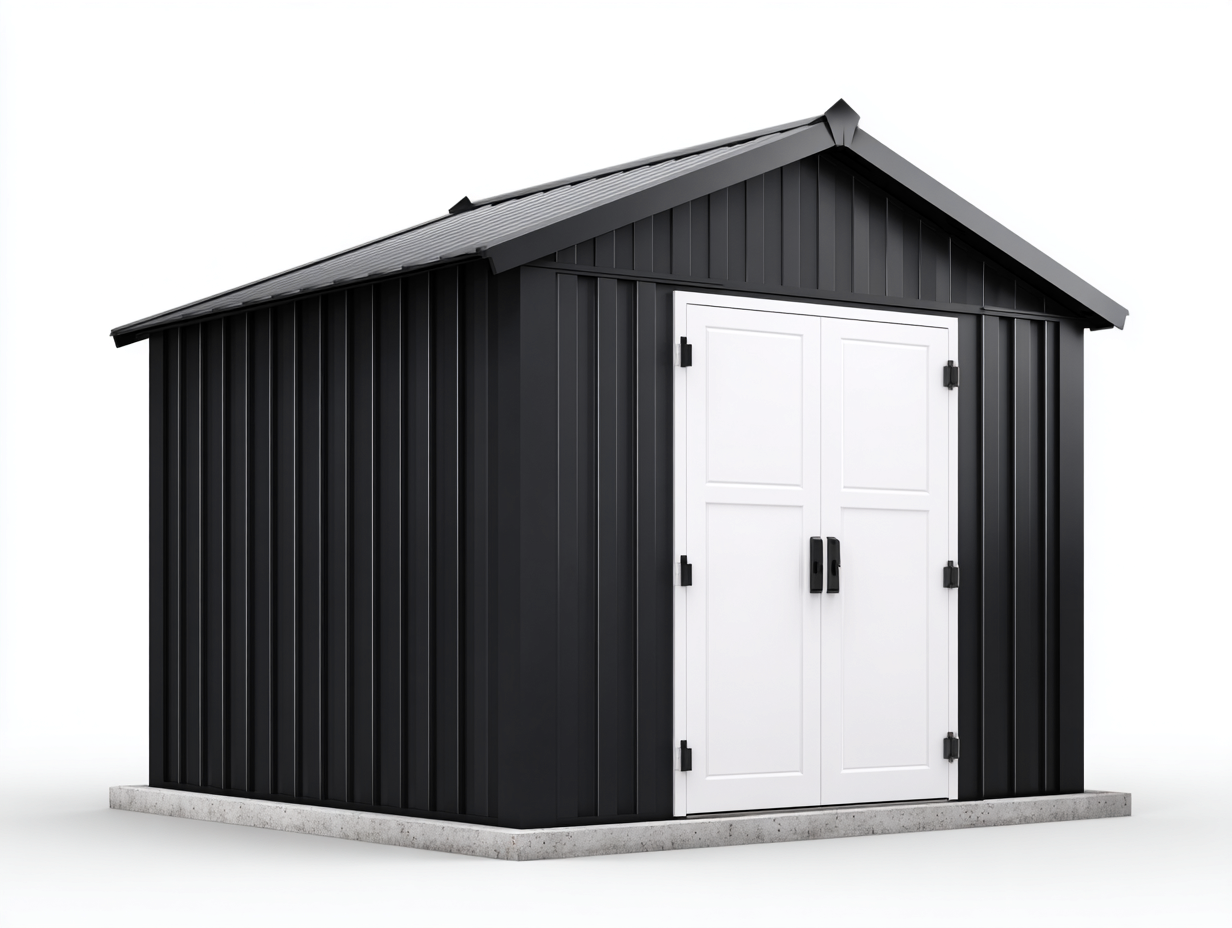 Abri de jardin 240x180x220 cm - noir-blanc - rangement extérieur design moderne-Loftgethub