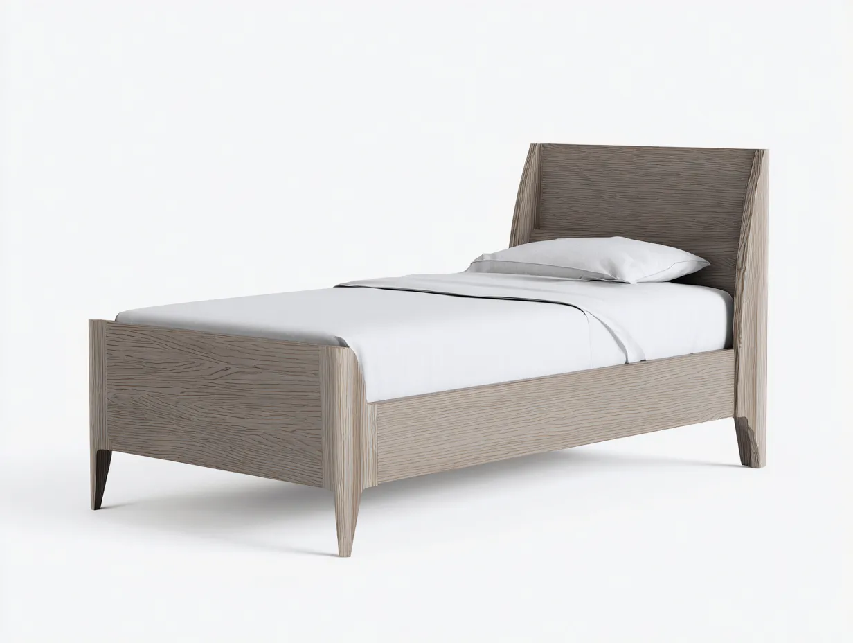 Lit simple en bois 200x95x90 cm - chêne clair - couchage pour chambre-Loftgethub