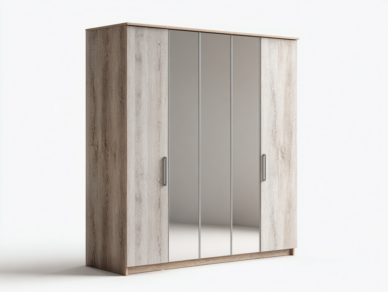 Armoire bois décor chêne clair 200x60x210 cm - Chêne clair - Style contemporain pour rangement intérieur-Loftgethub