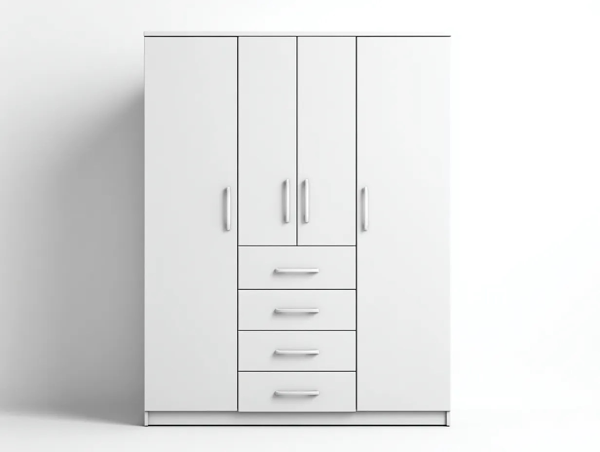 Armoire 120x55x200 cm - blanc - rangement chambre design moderne-Loftgethub