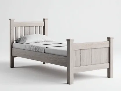 Lit simple bois massif 200x90x90 cm - blanc et bois naturel - couchage chambre style classique-Loftgethub