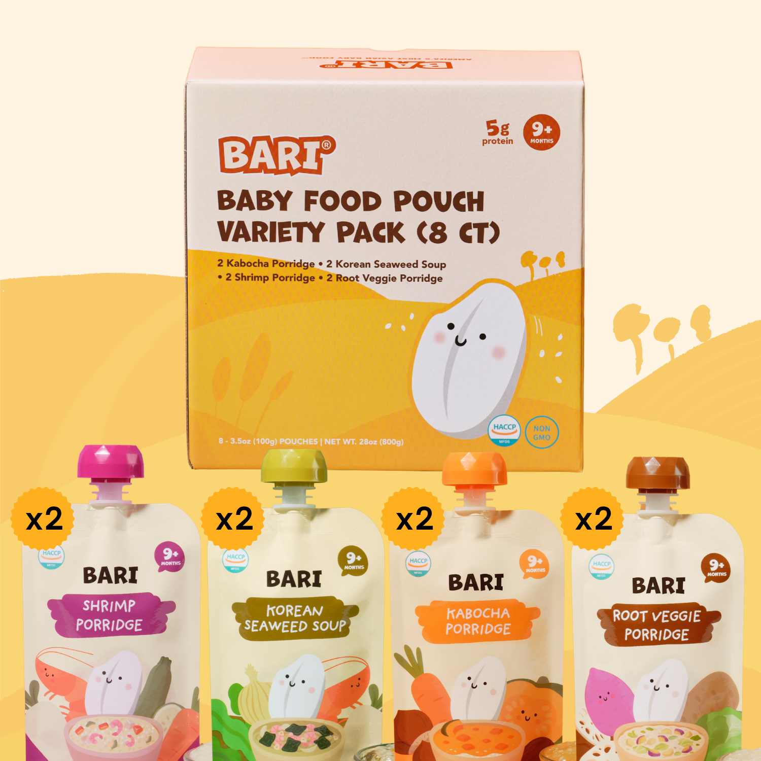Baby Food Pouch - 4 Flavor Variety Pack (8 count)-BARI