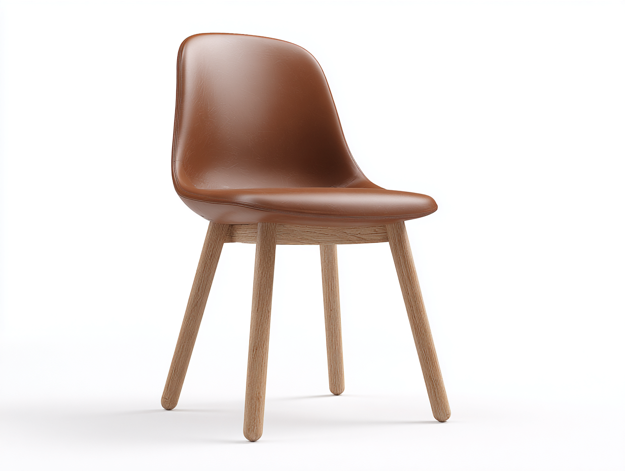 Sedia da pranzo in pelle sintetica con gambe in legno per sala da pranzo 51x50x79 cm - marrone - design moderno-Craftgobay