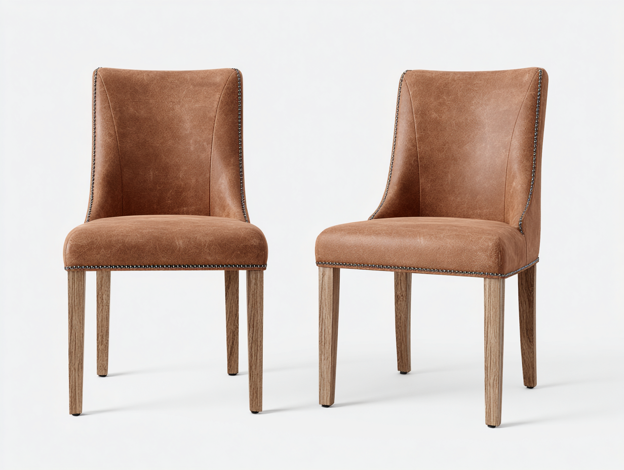 Sedia da pranzo in pelle sintetica con gambe in legno per sala da pranzo 50x48x82 cm - marrone - design moderno-Craftgobay