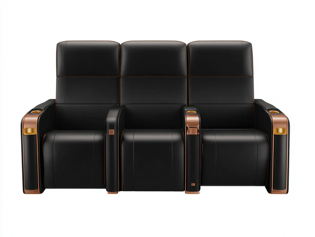 Canapé relax 3 places en cuir 210x95x105 cm - noir - confort salon style moderne-Pinegohaus