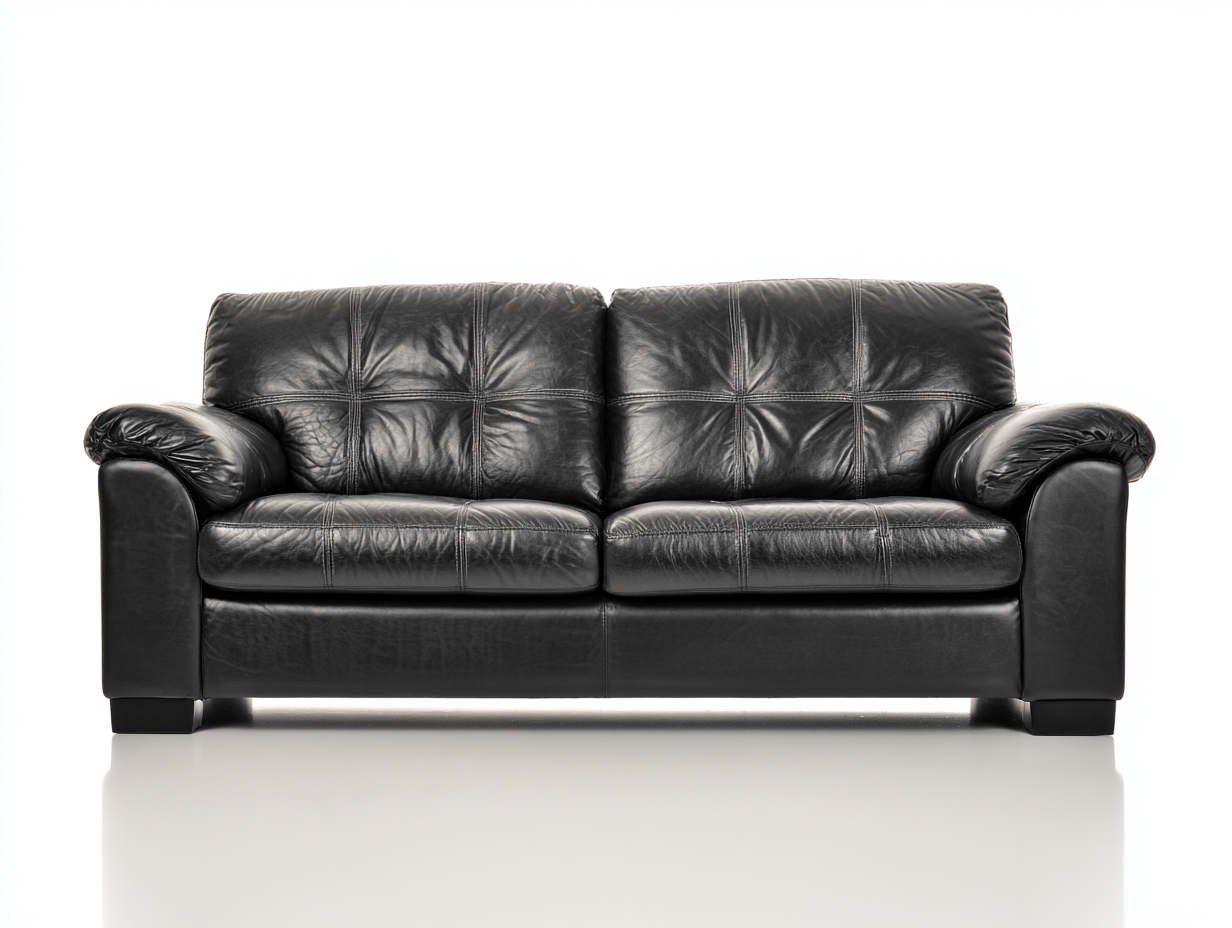 Divano a due posti in pelle sintetica imbottita 175x96x82 cm - nero - stile classico per soggiorno-Cozyuplab