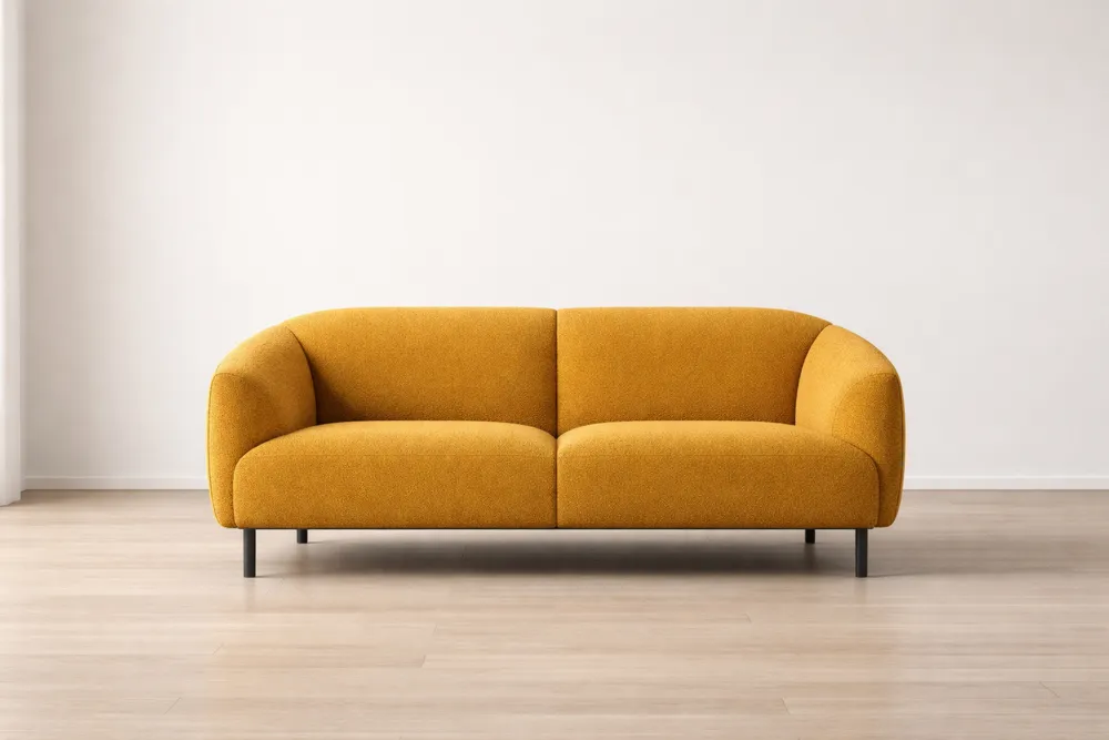 Canapé 2 Places Tissu Jaune Pieds Métal