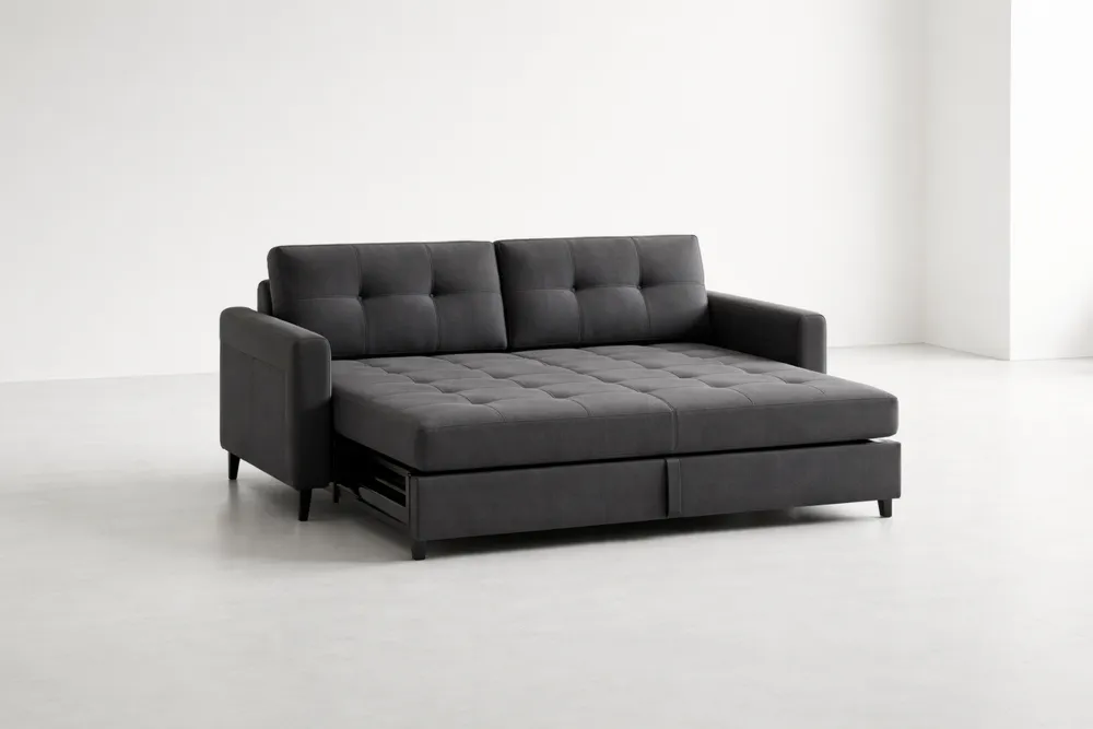 Canapé convertible en tissu Gris 200 cm x 140 cm ×90cm