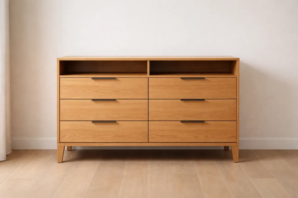 Commode 6 Tiroirs en Bois avec Compartiments 120cm x 80cm x 40cm