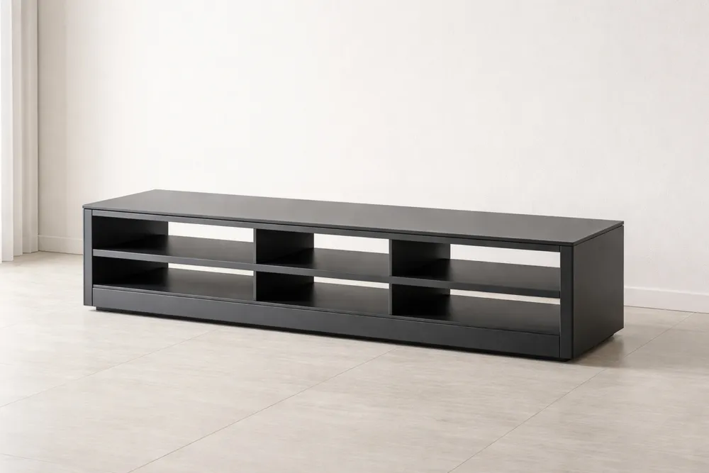 Meuble TV en bois noir 180x40x40 cm