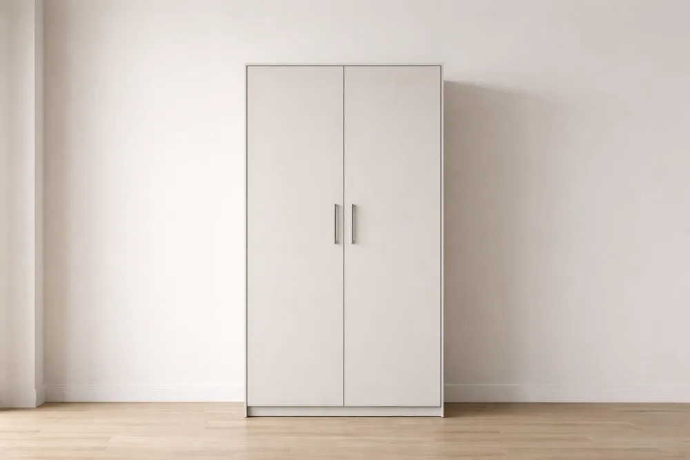 Armoire 2 portes en bois composite blanc 180x90x60 cm
