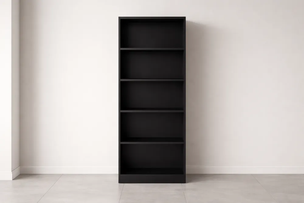 Bibliothèque haute en bois noir 180x60x30 cm 5 étagères