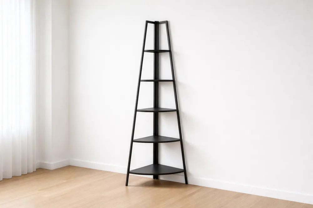 Étagère d'angle en acier noir 5 niveaux