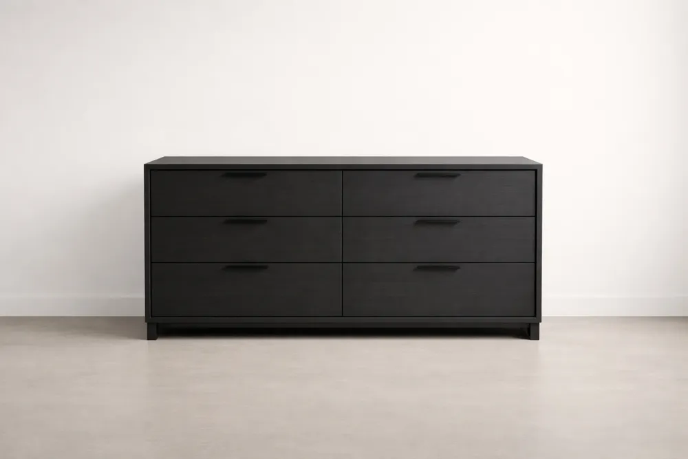 Commode 6 Tiroirs MDF Noir