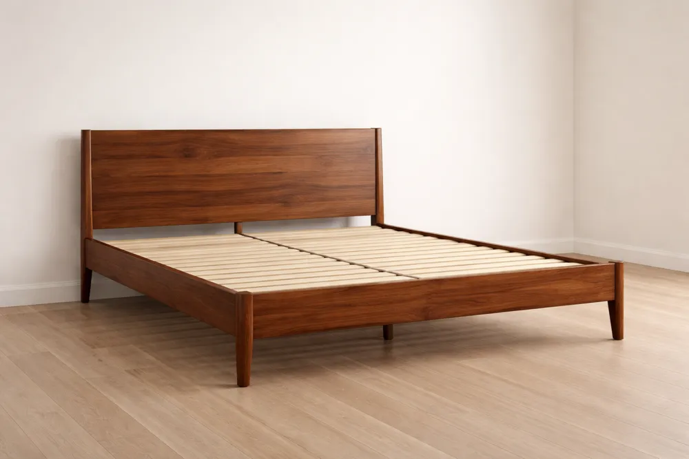 Lit en Bois de Noyer avec Sommier à Lattes 200x160×90 cm