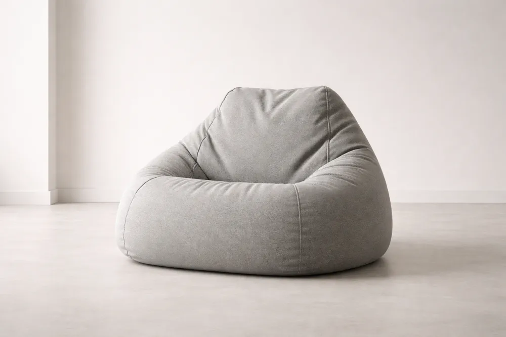 Fauteuil poire en tissu gris