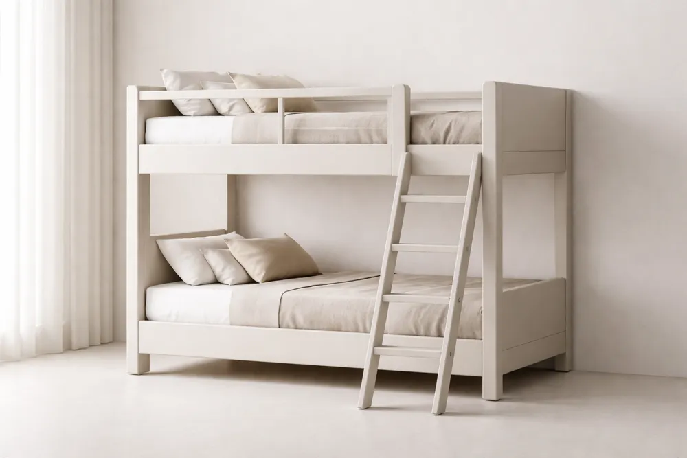 Lits superposés en bois avec échelle Beige