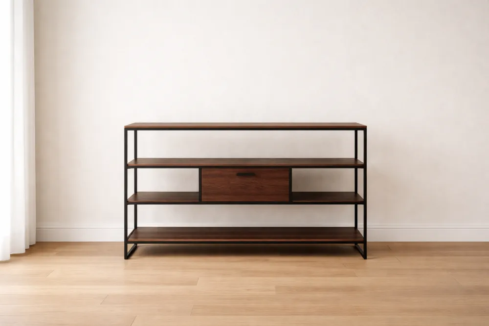 Étagère en Bois et Métal avec Tiroir 180x40x90cm