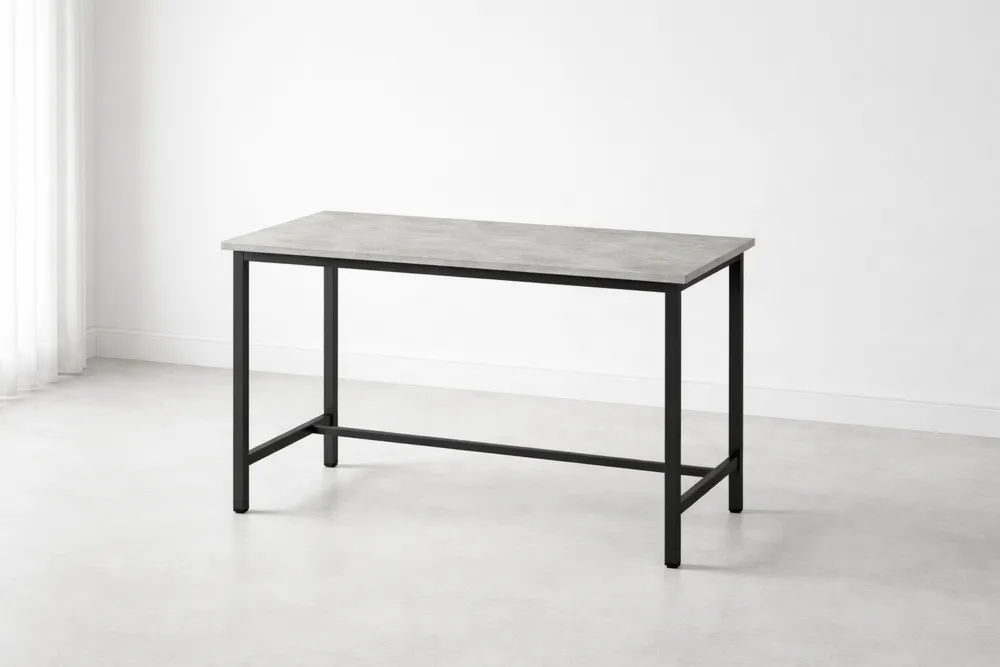Table de Bureau Rectangulaire 120x60x75 cm MDF Effet Béton Acier Noir