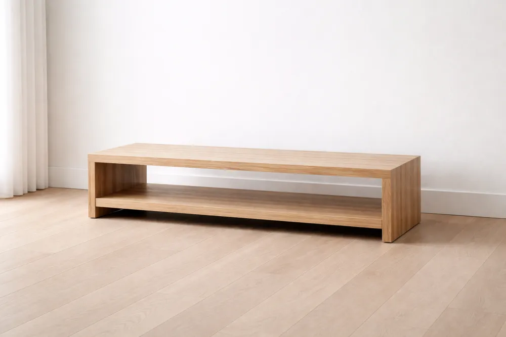 Meuble TV en bois de chêne avec étagère ouverte