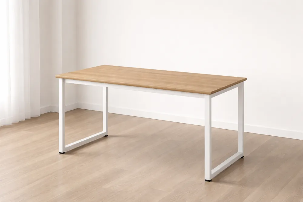 Bureau en MDF avec cadre en acier blanc 120x60x75 cm
