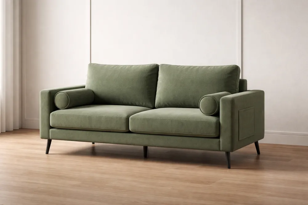 Canapé 2 places en tissu et métal vert
