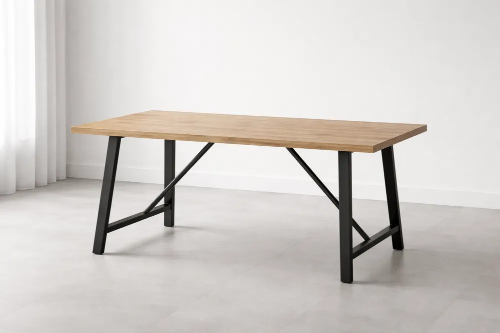 Table Rectangulaire Chêne et Métal 180x90x75 cm