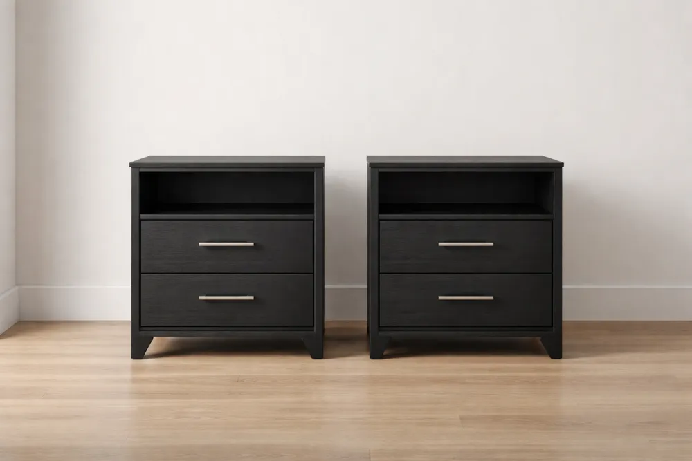 Tables de chevet en bois avec tiroirs Noir 60x40x50 cm