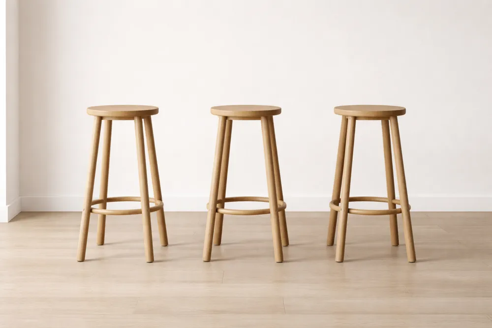 Tabourets de bar en bois de chêne clair lot de 3