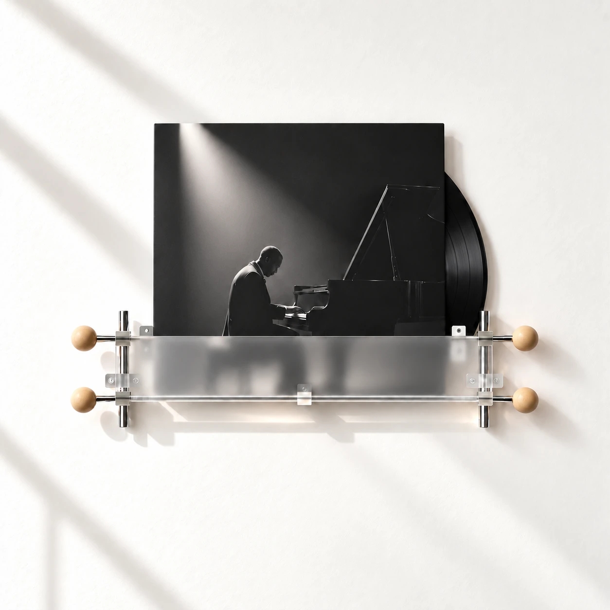 Wall-Mounted Record Display Shelf
