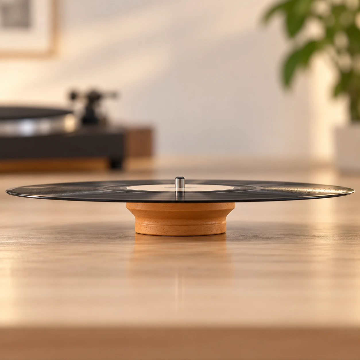 Wooden Vinyl Record Rest – Beechwood LP Cleaning Stand