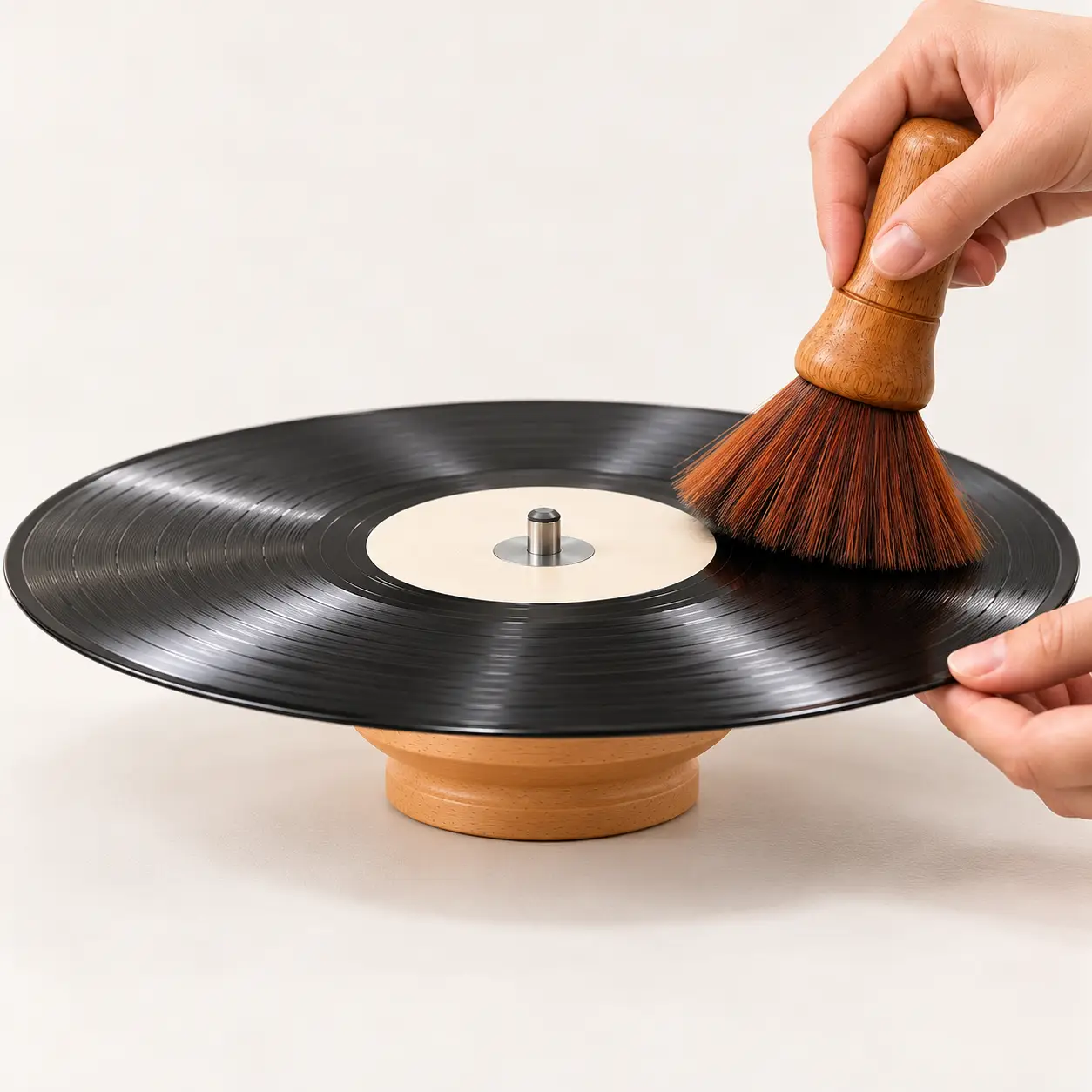 Wooden Vinyl Record Rest – Beechwood LP Cleaning Stand