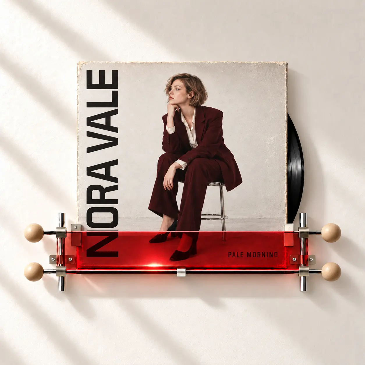 Wall-Mounted Record Display Shelf