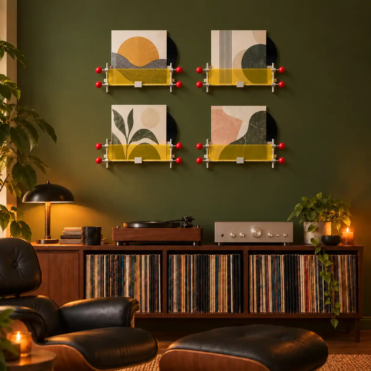 Four VINYL AXIS shelves arranged two by two 