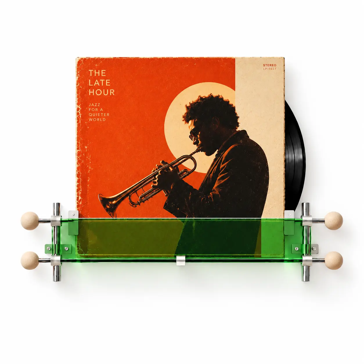 Wall-Mounted Record Display Shelf