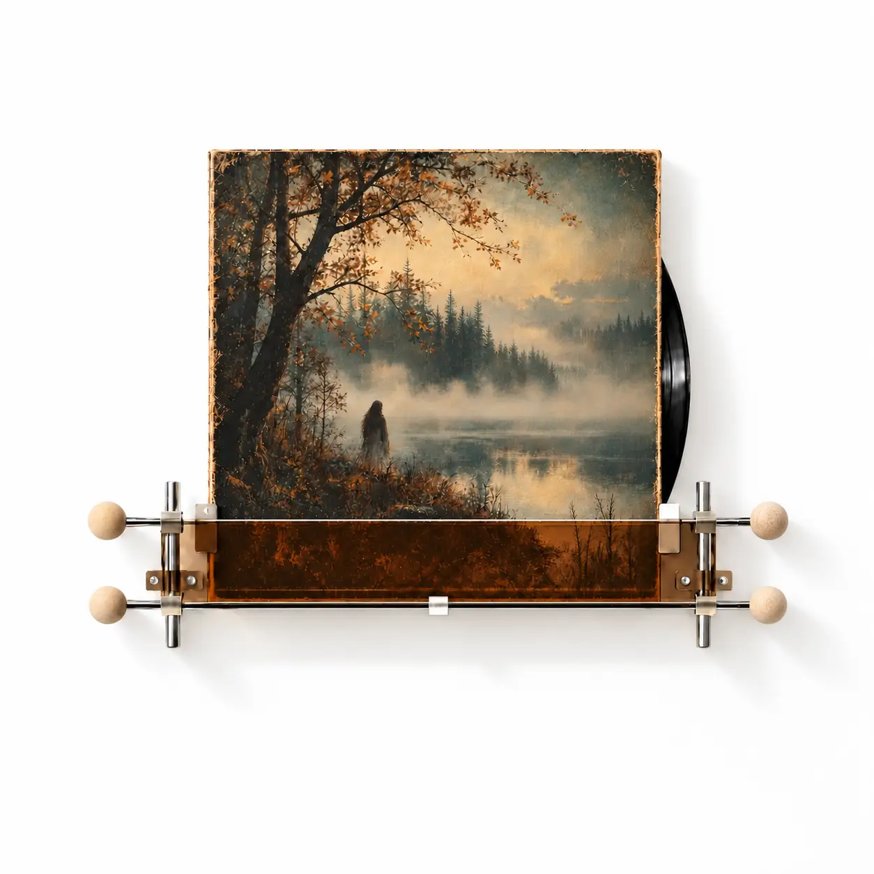 Wall-Mounted Record Display Shelf