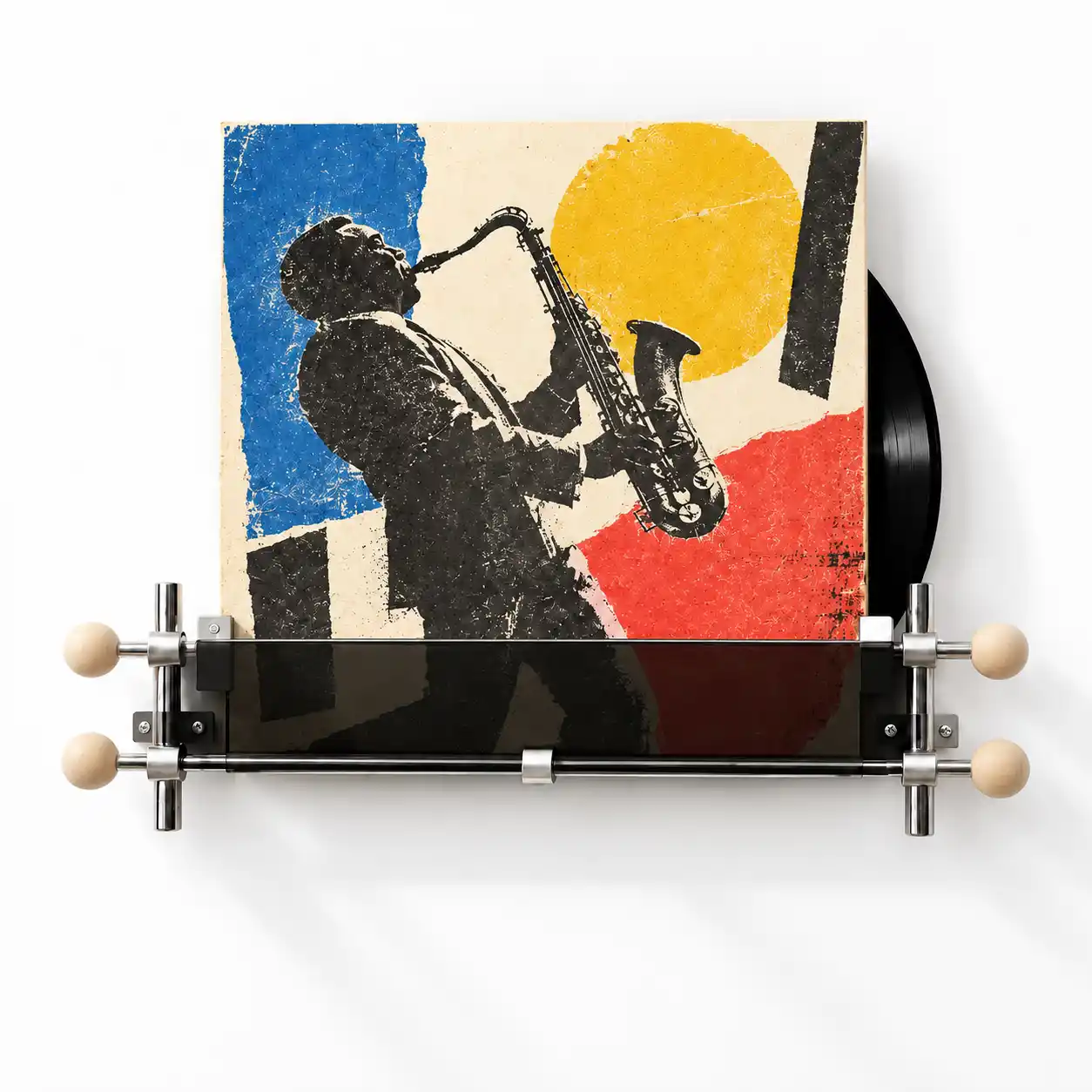 Wall-Mounted Record Display Shelf