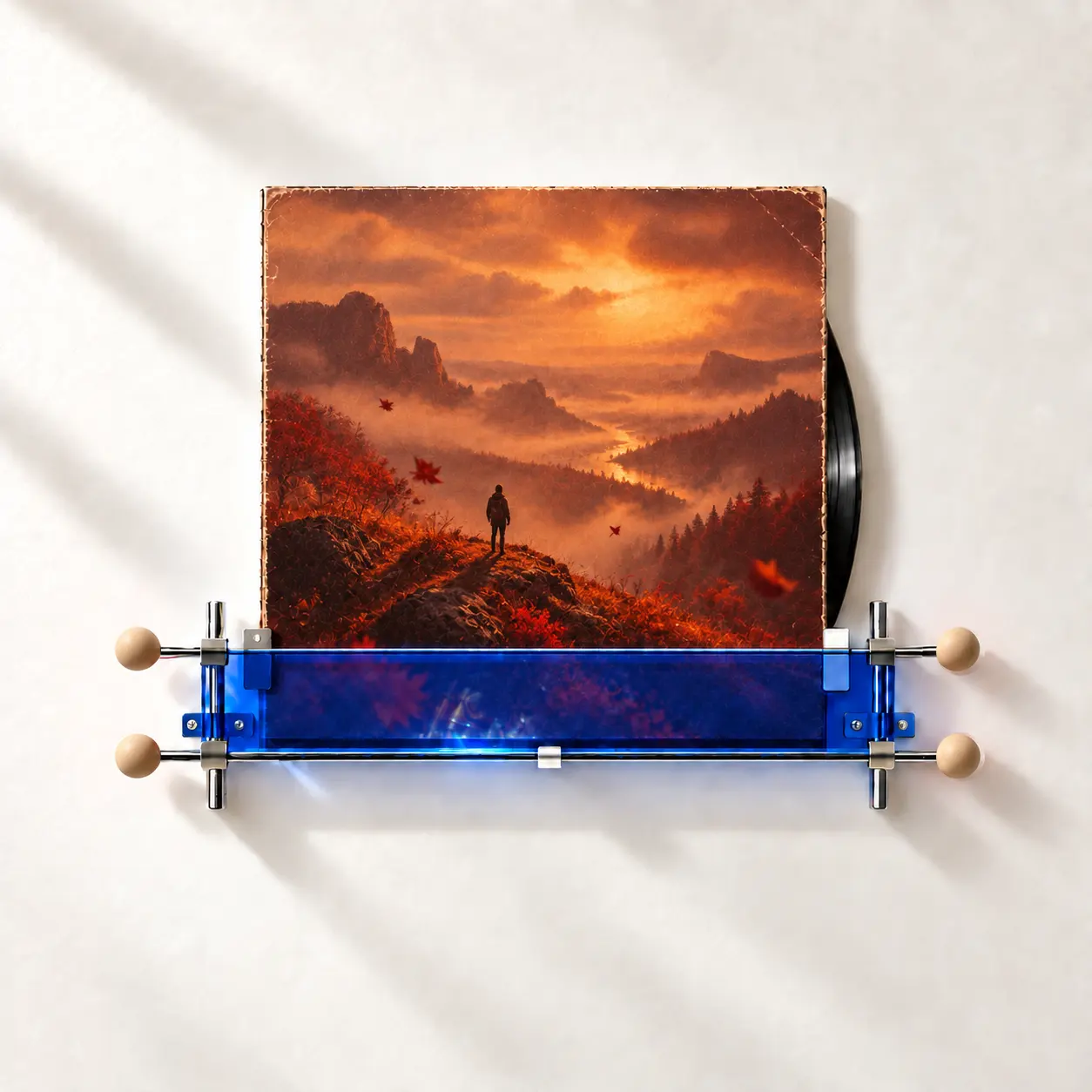 Wall-Mounted Record Display Shelf