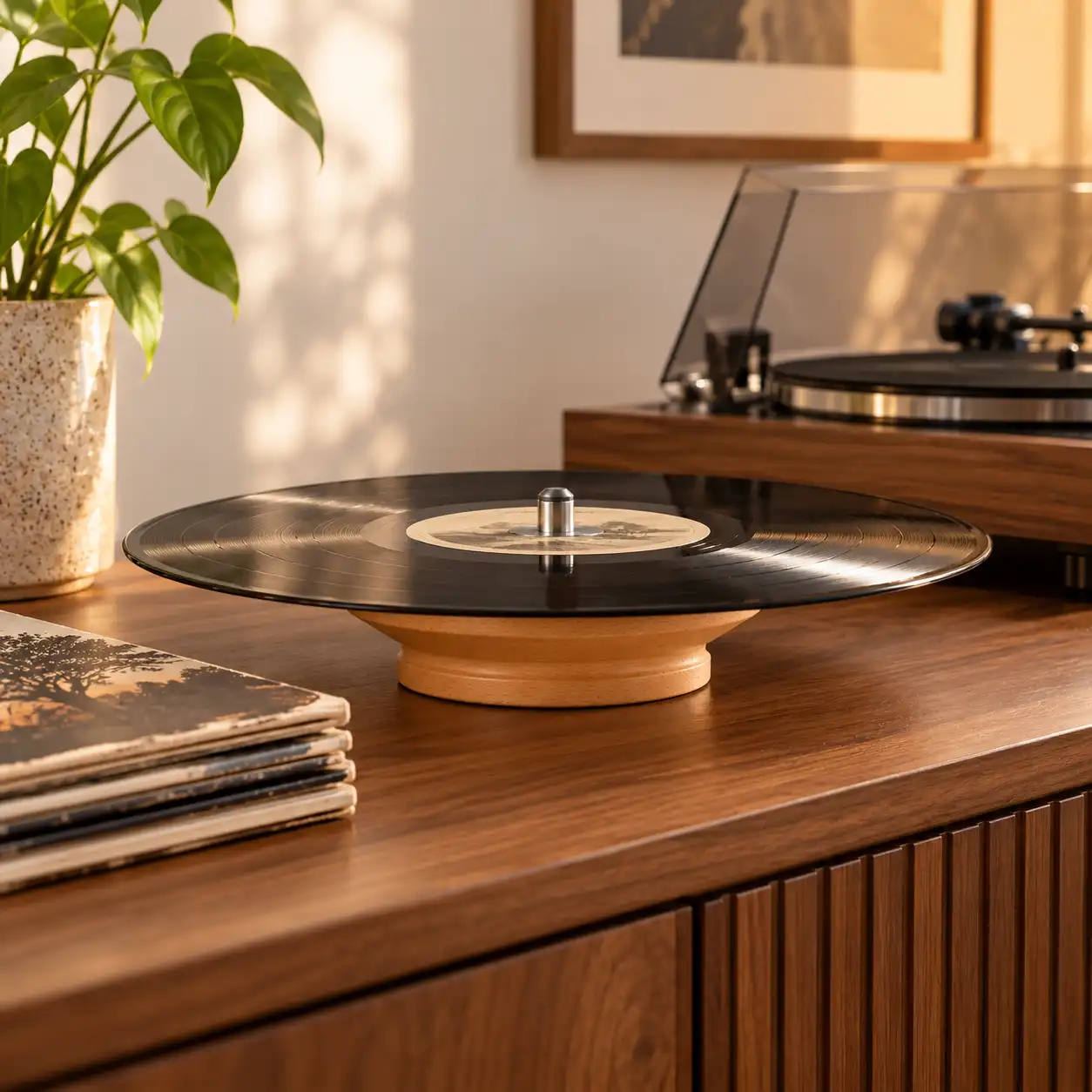 Wooden Vinyl Record Rest – Beechwood LP Cleaning Stand