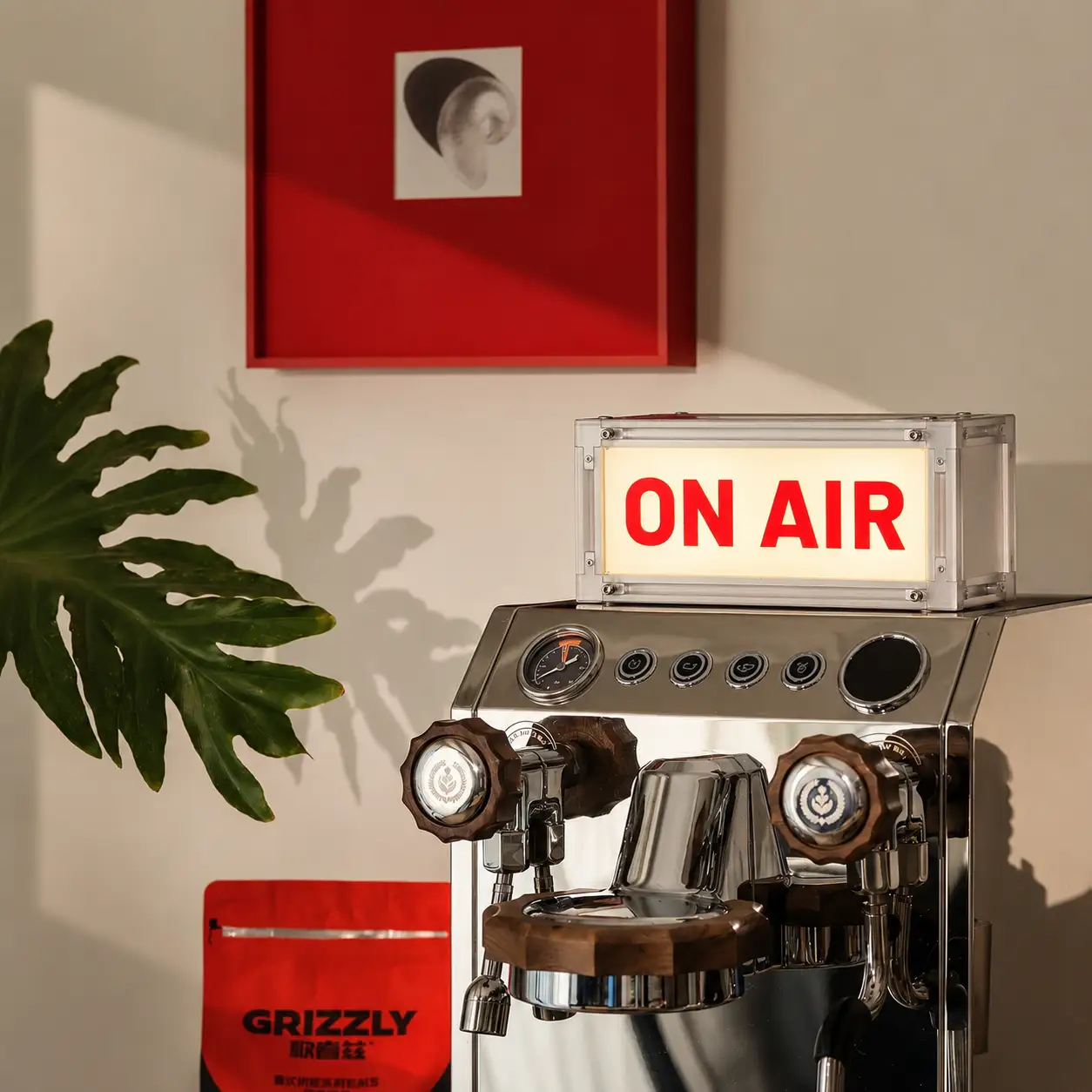 ON AIR light in a home decor setting