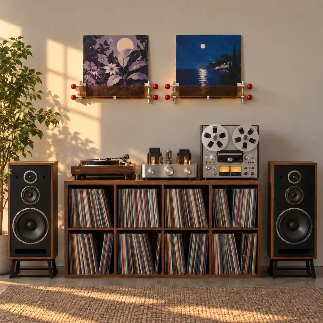 Wall-Mounted Record Display Shelf