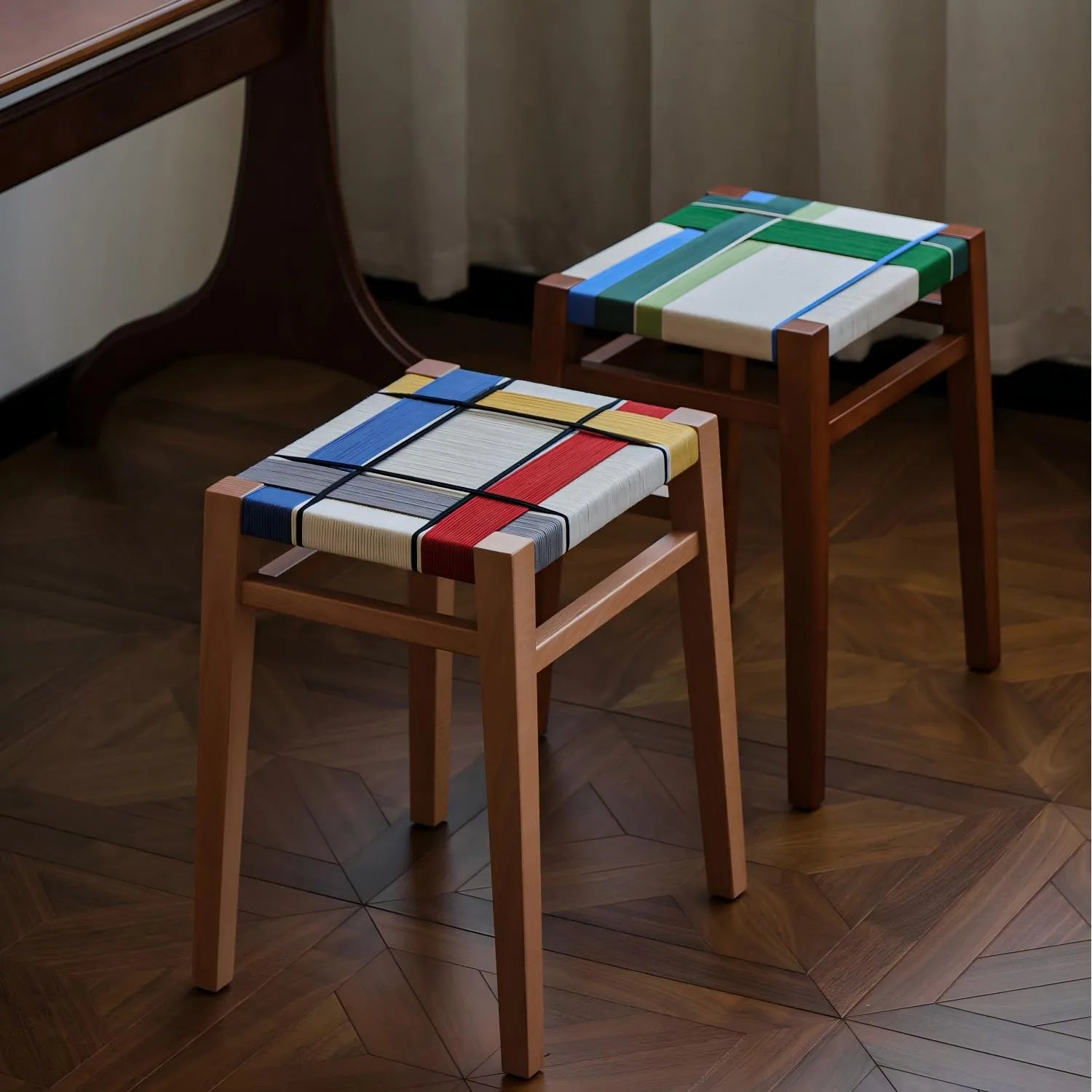 mondrian woven art stool