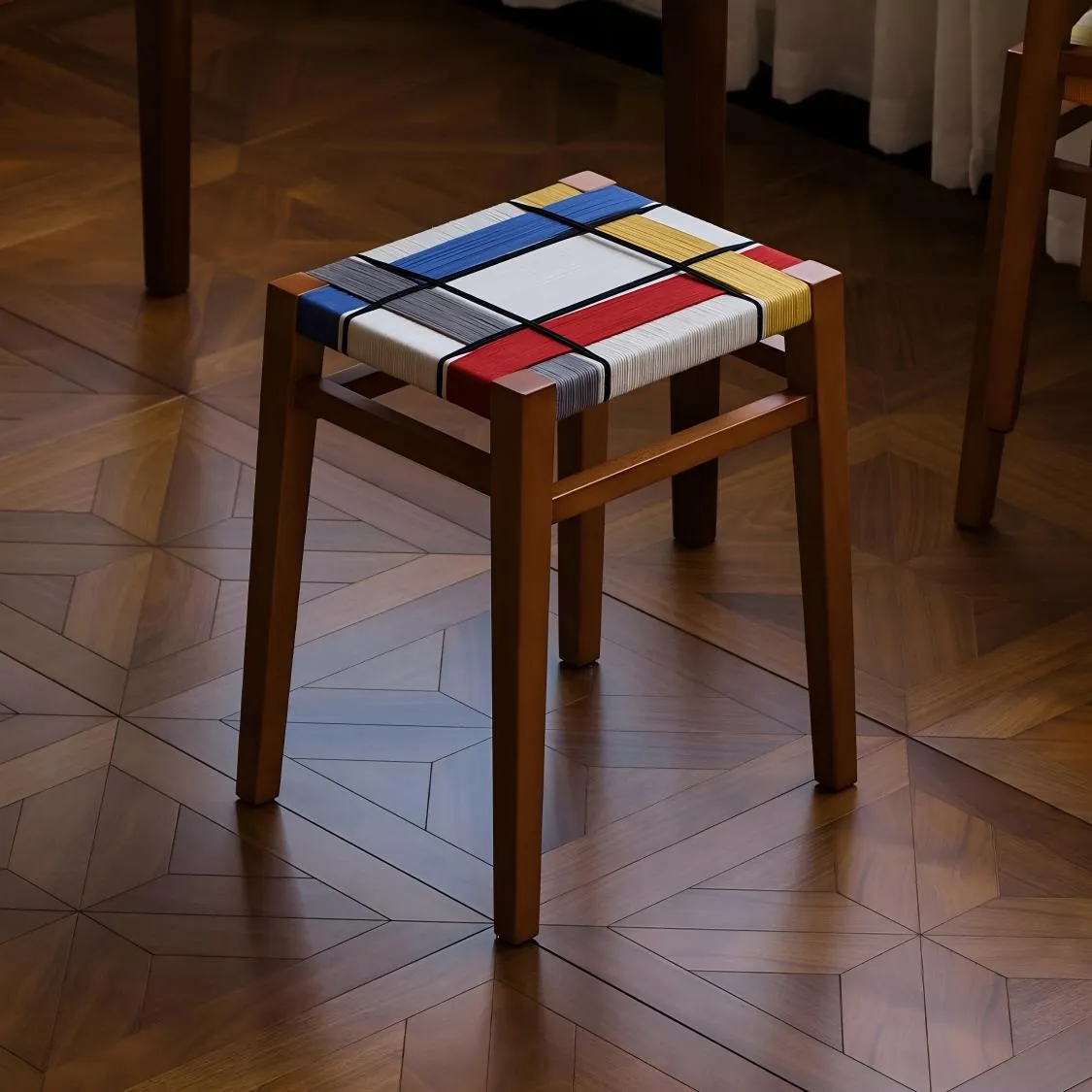 mondrian woven art stool