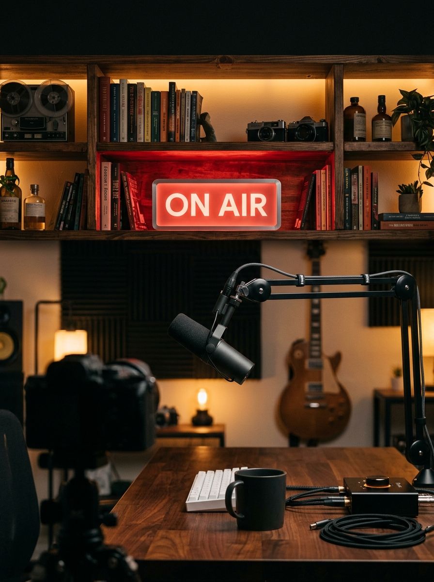 Creator recording with an ON AIR sign