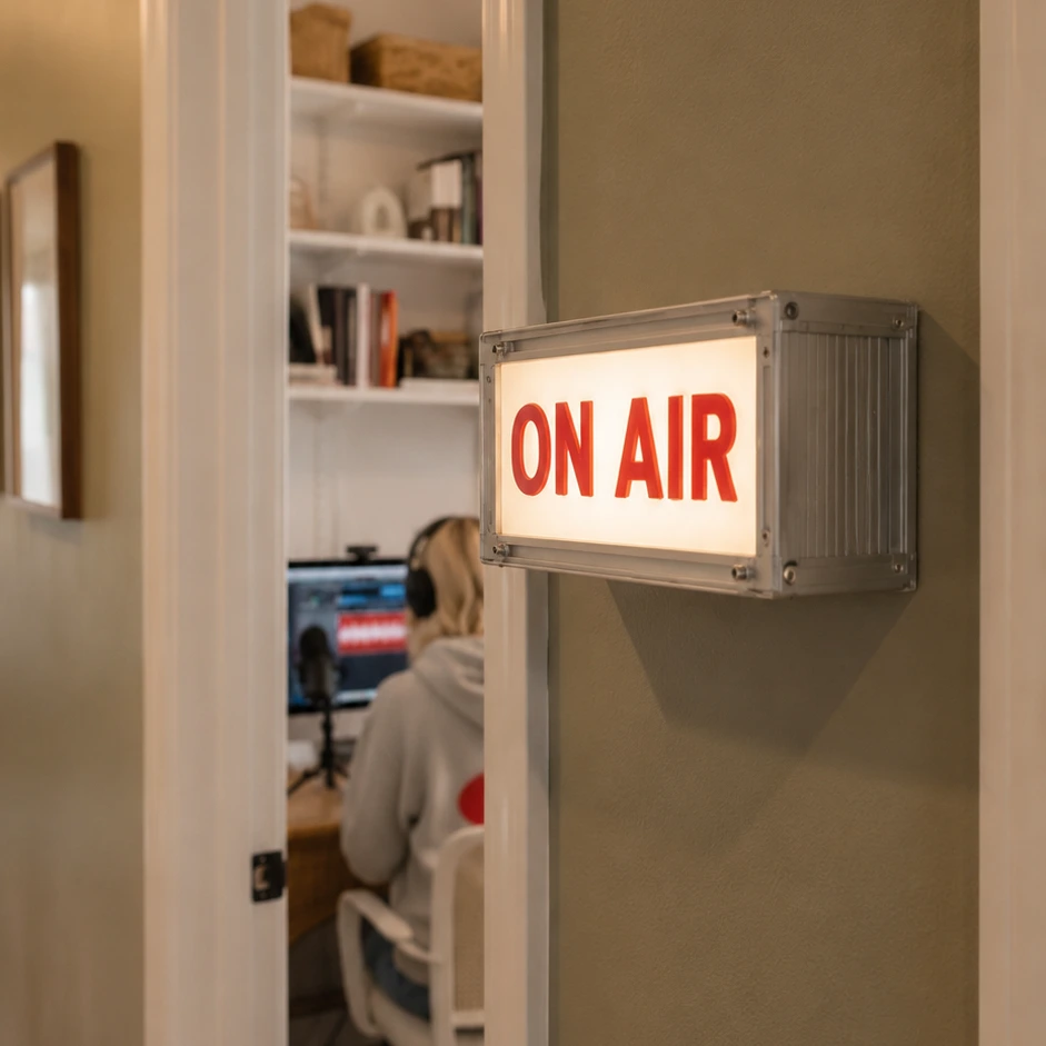 ON AIR light in a work from home setting