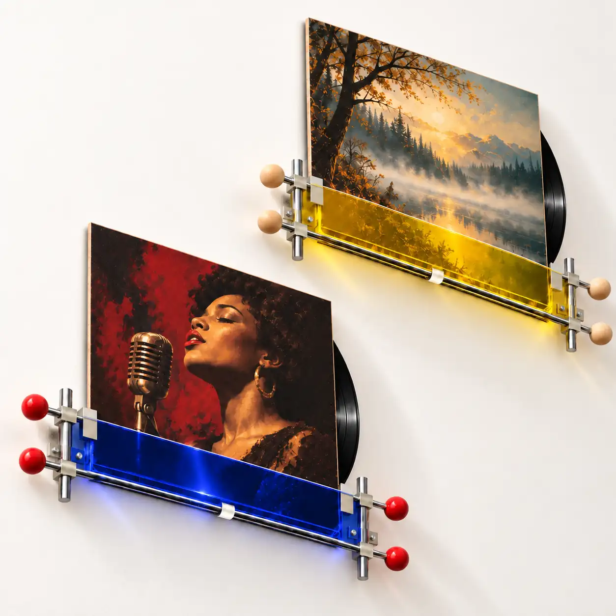 Wall-Mounted Record Display Shelf